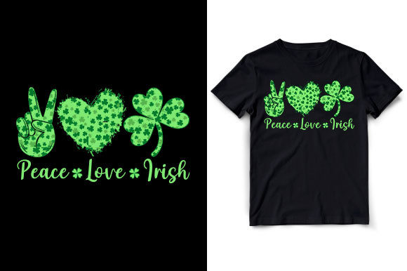 PEACE LOVE IRISH SHAMROCK Graphics & T-Shirt Designs