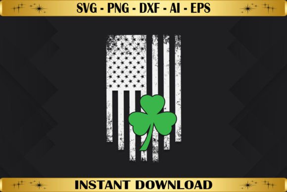 St. Patrick's Day with American Flag: Graphics for T-Shirts